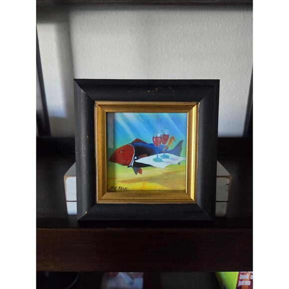 Bill Renc Signed Art Print 5.75" Painted Fish Gallery Dunedin FL Framed Vintage - Picture 1 of 9
